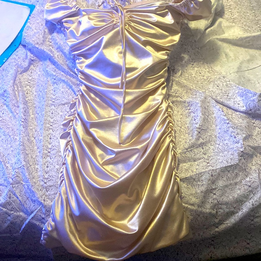 DEAR MOON LIGHT PINK SATIN DRESS